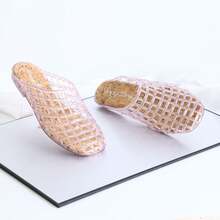 DangDing Damen Cut Out atmungsaktive Vogelnest Kristall Jelly Schuhe, Damen weiche Strandschuhe Flache Schuhe, Plastik Slip-On geschlossene Zehe Sandalen