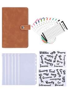 A6 Soft PU Leather Snap Closure Loose-Leaf Binder With Cash Envelope Pocket, Personal Finance Budget Planner, Refillable Cash Wallet For Traveling, Daily Savings Notebook, Household Account Book,Back To School,School Supplies