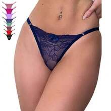 Kit 5 Calcinhas Regulagem Fio Dental Lingerie Renda - Multicolorido - Visão 2