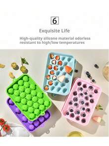 1个25格硅胶冰格，心形硅胶冰格模具，小型冰球制作器，带盖威士忌冰格，水果冰格，手工皂模具，家用制冰机，适合夏季居家使用，果汁冰格，冰箱冰格，冷冻，派对，旅行，婚礼，生日，厨房，收纳，户外，万圣节，圣诞节，感恩节用品，冰格，制冰机，厨房配件 - 彩色 - 查看 10