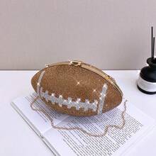 Rugby Chain Women's Bag With Diamond-Encrusted Craft Party Banquet Bag Exquisite Clutch Bag Can Be Carried Across One Shoulder - 金色 - 查看 2
