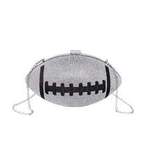 Rugby Chain Women's Bag With Diamond-Encrusted Craft Party Banquet Bag Exquisite Clutch Bag Can Be Carried Across One Shoulder - 銀色 - 查看 3