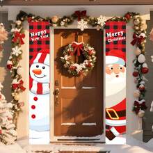 1 par de bandeiras decorativas de Natal, lindas bandeiras de decoração para pendurar na varanda de Natal, decoração elegante para áreas internas e externas, ideal para varanda, quintal, garagem e decoração de casa - Estilo C - Ver 2