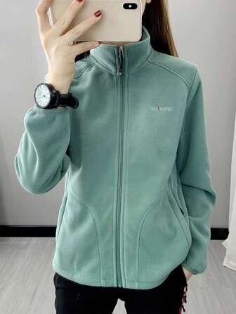 1pc Women's Outdoor Hiking Mountaineering 330g Thick Windproof Fleece Jacket,Winter,Skiing