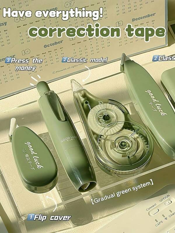 5pcs Good Luck Correction Tape, Strong Covering Power Durable Beautiful Have Everything Writing Correction Large Capacity, Kids Gift Student Reward School Supplies
