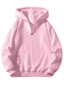 Sudadera con capucha y media cremallera casual para hombre, otoño - Rosa - Ver 3