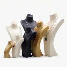 Soporte de exhibición de joyería de cuero PU, modelo de busto de cuello de lujo para collar, soporte para colgantes, accesorios de fotografía y organizador de exhibición de tienda - negro s - Ver 3