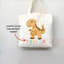 Customized Dinosaur Name Tote Bag, Student Lunch Bag, 's Toy Bag Or Small Backpack - Or Parents' Daily Gift Bag - Personalized Canvas Daily Bag - Multicolor - View 3