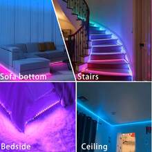 Tiras de luces LED de 4,8 a 30,5 m para decoración de dormitorios. Luces LED que cambian de color con control remoto de 44 teclas y aplicación. Sincronización de música, ajuste de tiempo y brillo ajustable. Luz nocturna para decoración del hogar, sala de estar, sala de juegos, cocina, retroiluminación de TV, decoración de Navidad y Halloween, regalos navideños. - Multicolor - Ver 10