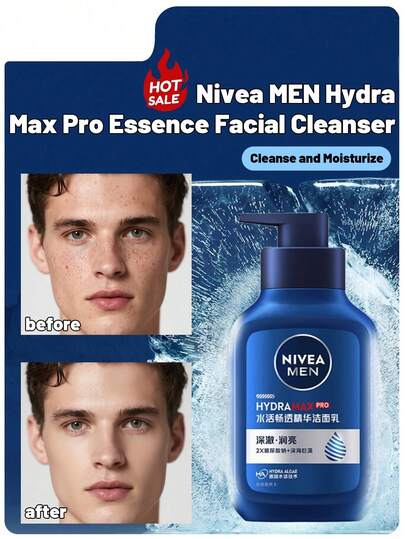  Nivea Hydraterende Gezichtsreiniger voor Mannen, Diepreinigend, Houdt Vocht In, Reinigt Poriën, Huidverzorging voor Mannen, Verwijdert Onzuiverheden, 2x Natriumhyaluronaat + Diepzeealgen, Verbetert de Elasticiteit, Diepe Voeding, Zuiverende Hydratatie, Verfrist de Huid, Duitse Hydraterende Technologie, Dagelijkse Reiniging, Geschikt voor Alle Huidtypen.