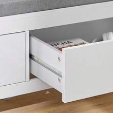 SoBuy FSR74-W, 2 Drawers Shoe Bench Shoe Rack Shoe Cabinet Hallway Storage Bench With Seat Cushion - 白色 - 查看 8