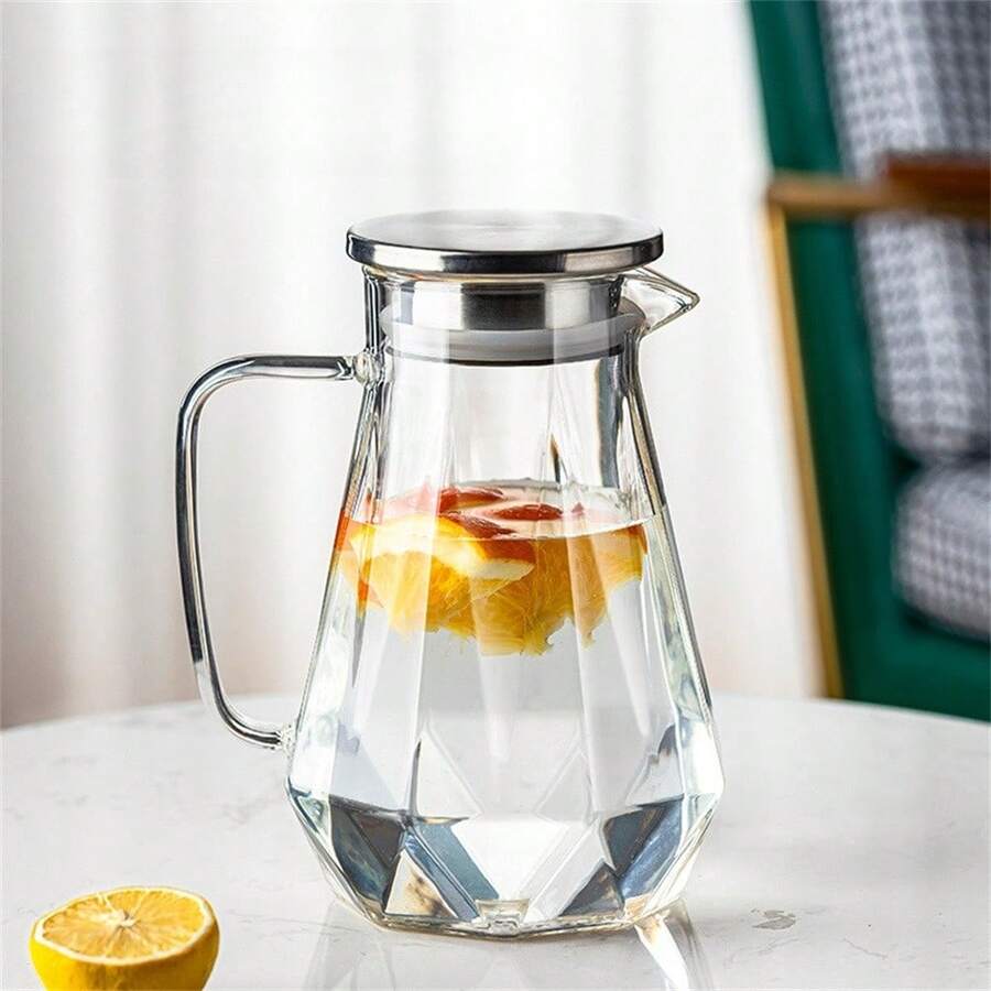 1pc Plastic Water Jug With Handle For Restaurant; Large Capacity Transparent Juice Jug Made Of Acrylic