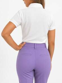 Baby Look Women's Polo Neck Piquet Premium - 白色 - 查看 2