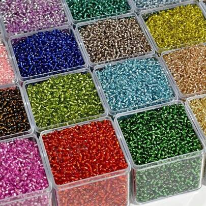 10 Packs/Set Random 10 Colors 10000pcs Of 2mm Silvery-Filled Glass Seed Beads Perfect For DIY Jewelry, Bracelets, Necklaces, Earrings, And Craft Decorations, Ideal For Friendship Gifts And Creative Projects(Colors Are Random)