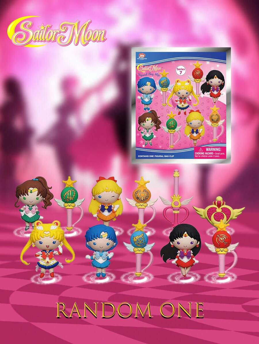 TOEI ANIMATION 1PC Salior Moon 官方授权 3D 动漫人物系列神秘盲袋钥匙扣书包手机钥匙挂件随机一张 Moon 或其他人物形象超值惊喜包送粉丝朋友惊喜礼物