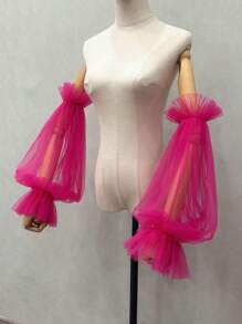 1pc Black Mesh Bubble Sleeve & 2pcs Elastic Bride Sleeve Covers Autumn Accessories