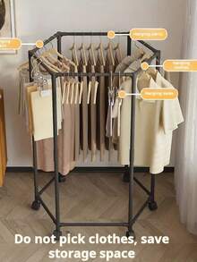 6-seitiger drehbarer Kleiderständer - stabiles Metallrohr, unabhängiges Design, tragbare und effiziente Kleidungsaufbewahrung und -präsentation, schwarz/weiß, geeignet als Wäscheorganizer für alle Jahreszeiten, hexagonale Form mit 6 Rollen drehbar und beweglich, Stütze aus 16 mm verstärktem Metallstab, geeignet für Schlafzimmer, Wohnzimmer, Balkon, Waschküche - Verschiedenfarbig - Übersicht 9