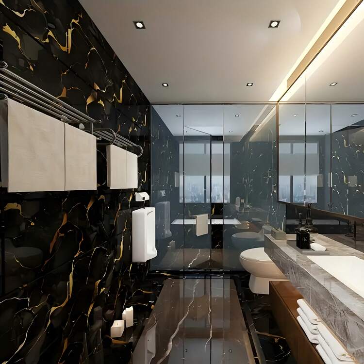 11pcs/0.9㎡ Deep Gray Marble Pattern Peel And Stick Tile Stickers - Waterproof Aluminum Composite Wall Panels, Suitable For Renovation And Decoration, Ideal For Valentine's Day, Wedding And Birthday Decor - Black Gold Flower - View 7