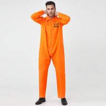 1pc Adult Men's Orange Prisoner Costume, New Crossborder European And American Male Convict Outfit ,Halloween Costume - Orange - View 4