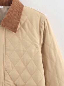 Women's Cotton Jacket 2025 Winter Fashion Casual Pocket Rhombus Plaid Street Style Cotton Coat For Women