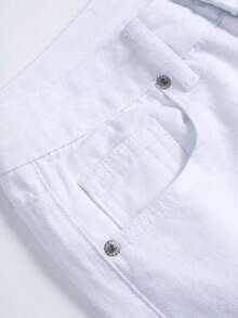 Men's Solid Color Casual Straight Leg Jeans - White - View 4