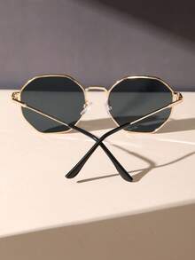 1pc Black Round Metal Frame Glasses, Elegant & Versatile All-Match Fashion Eyewear, Suitable For Runway, Business, Casual And Outdoor Occasions - 金灰 - 查看 5