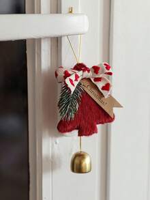 1pc Christmas Decoration Red & White Plush Christmas Tree Bell, Christmas Tree Ornament Hanging Decor, Photography Prop, Suitable For Indoor/Outdoor Christmas, Bar, Party Atmosphere Decoration, Christmas Tree Wind Chime - Multicolor - View 8