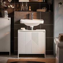 SoBuy Under Sink Cabinet Bathroom Vanity Unit Bathroom Storage Cabinet With 2 Doors White W60 X D30 X H61cm BZR157-W Home Bathroom Decor Bathroom Organizer Summer - White - View 6