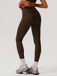 Sodalemon Women Running Workout No Front Seam Buttock Lifting Light Weight Eu Size Training Yoga Pants Casual Outdoor Sport Leggings Tights Spring - Coffee Brown - View 7