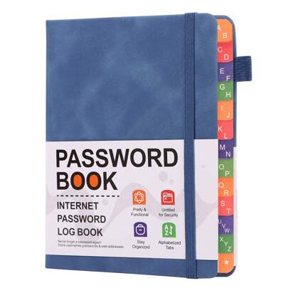Notizbuch B6 Passwortbuch mit Buchstaben-Tags, Passwort-Aufbewahrungsbuch, seniorenfreundliches Website-Adress-Aufbewahrungslogbuch, Passwort-Informationsaufzeichnungsbuch