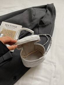 1 pièce Mini sac à main pour femme, couleur unie, sac bandoulière croisé avec motif en losange brodé. Convient pour ranger les cartes et les clés. Porte-monnaie mignon avec décoration en forme de cœur, style Y2K. Sac pour femme adapté à un usage quotidien, aux courses et aux voyages.