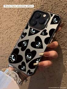 1 pieza Funda protectora holográfica láser con forma de corazón negro compatible con iPhone 14 Pro, 13, 11/12, 15 Plus, 14 Pro Max, 13, 12, 15 Pro Max, serie 16 - Negro - Ver 2