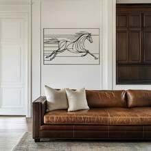 Running Horse Metal Wall Art, Minimalist Line Art Decor, Geometric Horse Sculpture, Modern Equestrian Wall Accent, Western Home Decor( Metal Cactus Wall Decor Inspirational Quote Metal Wall Decor Compass Metal Wall Art Metal Wall Decor With Birds - Black - View 4