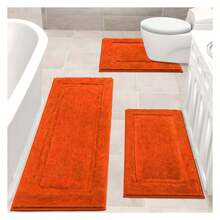 Juego de 3 alfombras de baño, alfombrillas de baño antideslizantes y lavables, alfombras de ducha suaves y absorbentes para el piso de la bañera, alfombra para el inodoro - Amarillo - Como imagen 420 - Ver 1