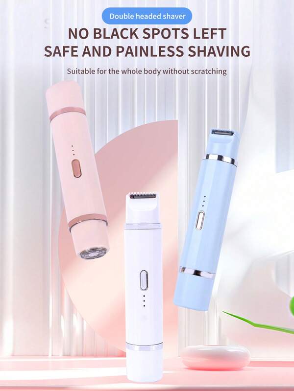 Rasoir électrique bikini double-tête pour femmes, rasoir bikini 2-en-1 sec et humide et rasoir facial, rechargeable USB, convient pour la zone du bikini, les aisselles, les jambes, les bras et le visage, portable et durable, le premier choix pour les cadeaux de femmes.