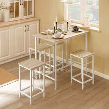 SoBuy OGT11-HG, Bar Set-1 Bar Table And 4 Stools, 5 Pieces Home Kitchen Breakfast Bar Set Furniture Dining Set Bar Table And Stools Set Bar Table And Stools Bar Table With Bar Stools Bar Table Set Dining Table Set Kitchen Table & Chair Sets Breakfast Dining Room Furniture Gray Morden Style Minimal Style Nordic Style Metal - White - View 10