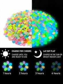 1000/800/500/300/100pcs Glow In The Dark Pebbles, Solar Powered Decorative Stones For Outdoor Pathways, Gardens, Swimming Pools, DIY Crafts, Aquarium Decor, Planters And Fish Tanks - Multicolor - View 5