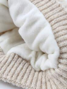 1pc Kids Knitted Hat With Bow, Thermal Lined Thick Warm Ear Ion Hat For Girls, Suitable For Autumn/Winter Outdoor & Daily Wear - Multicolor - View 7