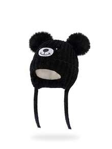 1顶儿童针织帽，带熊耳朵和双绒球，冬季保暖护耳，适合婴幼儿 - 1PC - 查看 18