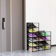 12/24pcs Shoe Boxes Thick Transparent Plastic With Lidsz, Foldable Stackable Shoe Rack, Plastic Sneaker Container, Space Saving Storage Organizer, Suitable For Foyer, Bedroom, Home, Dormitory, Etc