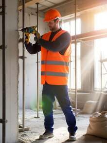 Chaleco de Seguridad Reflectante Naranja, 100% Poliéster Respirable, Ideal para Trabajos al Aire Libre, Construcción y Ciclismo Nocturno - Naranja - Ver 2