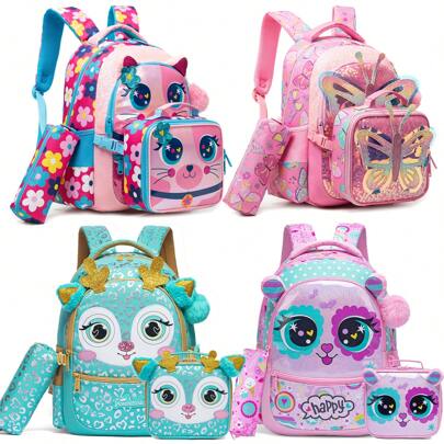3PCS Cute Animal Backpack For Girls Bookbag For Elementary School With Lunch Bag And Pencil Bag The Best Gift For Girls Backpack For Travel And Outdoor Activities