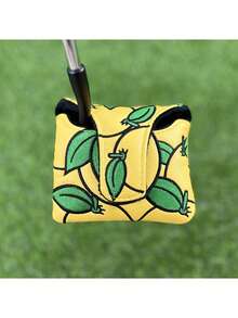 1个装高级高尔夫推杆杆头套 - 磁吸式闭合，时尚刺绣图案，锥形设计方便使用，男女通用，极致保护球杆 - 黃色 - 查看 3