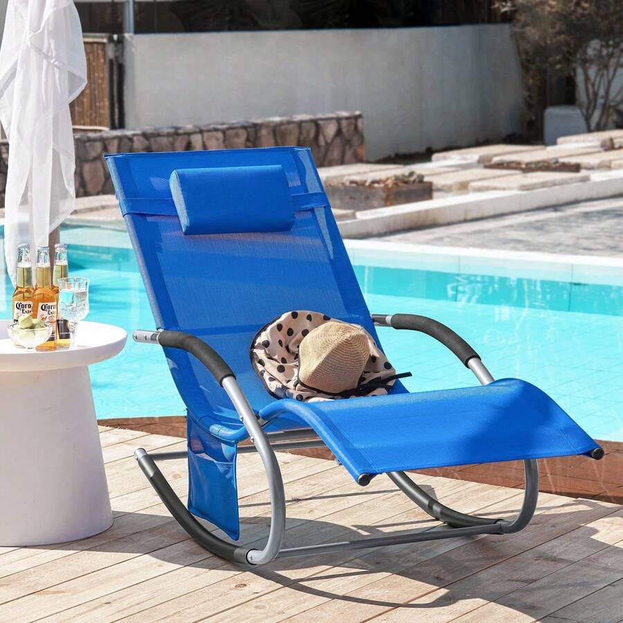 SoBuy Cushion, Ergonomically Shaped, Padded Mattress Topper With Headrest For Rocking Chair, Garden, Black OGS28-P02