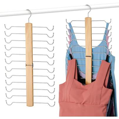 1pc Sleeveless Tank Top Hanger, Sturdy Wooden Space-Saving Rack For Bra Storage, Organizer For Camisoles, Bras, Camisoles, Swimwear, Premium Closet Accessory, Durable Wooden Organizer Perfect For Dorm Room Or Home Wardrobe, Space-Efficient Display And Airy Top Garment Holder, Ideal Lingerie And Lingerie-Style Garment Organization, Versatile Wardrobe Saver, Elegant Yet Practical Hanger System For Everyday Tops And Swimwear, Seamless Fit For Compact Closets And Dressing Areas, Lightweight Yet Robust Construction For Long-Lasting Use, Ergonomic Design To Preserve Shape And Dryness, Fashion-Forward Home Organization Solution For Frequent Outfit Changes, Tidy Drawer Alternative, Gentle On Fabrics With Stable Support, Multi-Sectioned Rack For Easy Access And Transparent View, Enhances Styling Routine And Wardrobe Longevity, Perfect Gift For Minimalist Home Decor Enthusiasts