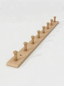 1pc Wooden Wall Mounted Clothes Hook, No Drilling Required