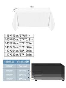6 paquets de nappe blanche 57 x 120 pouces, nappe en satin résistante aux taches et aux faux plis pour les tables rectangulaires de 6 à 8 pieds, nappe en polyester pour les tables de salle à manger, les mariages, les fêtes, les banquets et le camping - Multicolore - Voir 5