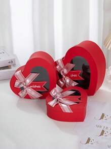1 a 4 piezas Caja de regalo con forma de corazón y lazo, caja transparente de PVC para flores de jabón con forma de corazón, caja de regalo con tapa, cinta y caja transparente, adecuada para el Día del Padre, Día de la Madre, Navidad, San Valentín, cumpleaños, parejas, etc.
