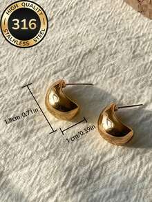 Pendientes de gota chapados en oro de 18K de acero inoxidable para mujeres, de baja alergia, antidecoloración, cómodos y versátiles, minimalistas y elegantes, adecuados para uso diario o fiestas, joyería de moda de alta calidad, regalo ideal para mujeres - Plateado - Ver 8