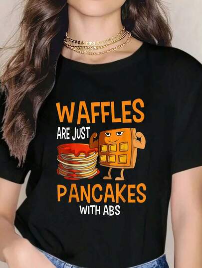 Panqueques Waffles Abdominales Desayuno Flapjack Hotcake Fo Tops de moda Camisetas